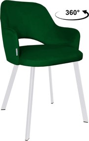 Krzesło Milano tkanina Welur noga metalowa : Kolor nogi - Biały profil, Kolor tkaniny - VELVET - MG25, Typ siedziska - Siedzisko obrotowe 360°