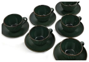 Ciemnozielone ceramiczne filiżanki zestaw 6 szt. 0.21 l – Hermia