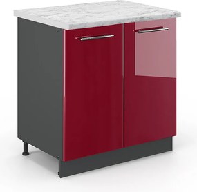 Szafka pod zlew bordowa czerwień wysoki połysk 80x60x82 fame-line