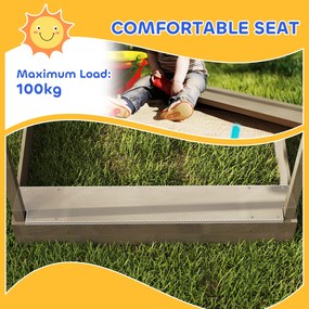 Outsunny Piaskownica z zadaszeniem, design domku do zabawy, zestaw z zabawkami, traktowane drewno solidne, 124 x 116 x 146 cm, szary