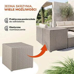 Polirattanowy pojemnik na schowek RICCO, 318L, 75x75x70 cm, kremowa Casaria