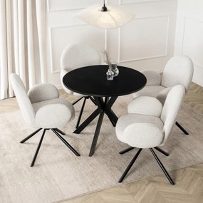 Stół Okrągły LAUREN 90 cm Czarny Loft Nowoczesny