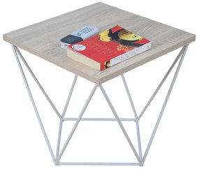 Minimalistyczny stolik druciany dąb sonoma + biały K3-C28