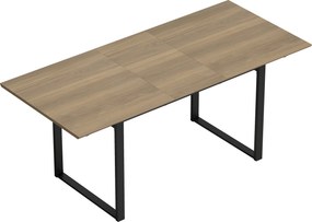 HOMCOM Rozkładany stół jadalniany 140-180 cm dla 6-8 osób, prostokątny w stylu industrialnym z stalową ramą, brązowy | Aosom PL