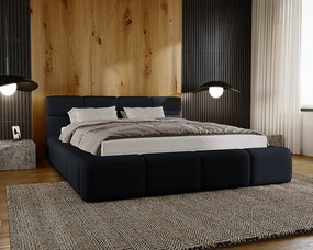 Emporius Oslo łóżko tapicerowane 160 x 200 - gruba pianka, nowoczesny styl, łóżko z pojemnikiem - łóżko tapicerowane czarne (Solar 99)