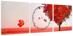Obraz - Drzewo miłości (z zegarem) (90x30 cm)