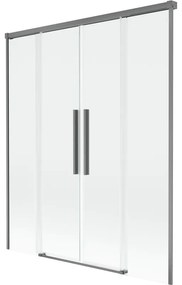 Mexen Rox parawan nawannowy 2-skrzydłowy rozsuwany 140 x 150 cm, transparent, gun metal - 8C9-140-002-95-00
