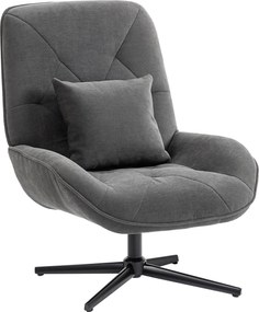 HOMCOM Obrotowy Fotel Akcentowy, Chenille, Wysokie Oparcie, Głębokie Siedzisko, Ciemnoszary | Aosom PL