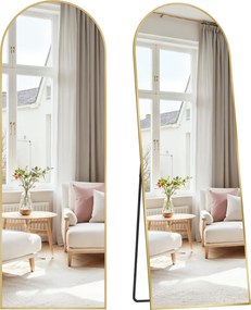 Zaokrąglone lustro UMBRA, 160x50 cm, złoty SongmicsHome