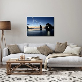 Obraz na szkle - plaża o zachodzie słońca (70x50 cm)