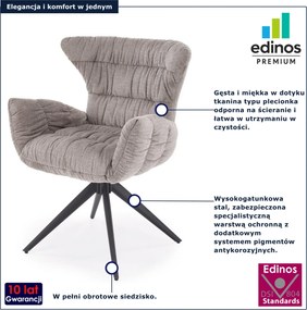 Szare designerskie tapicerowane krzesło obrotowe H6-S51