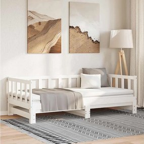 Dzienny łóżko z litego drewna z łóżkiem wyciąganym bez materaca 90x200 cm - Biały