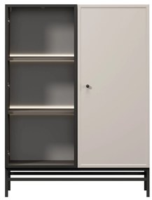 Witryna Lorini do salonu 100 cm - kaszmir / czarny uchwyt / stelaż