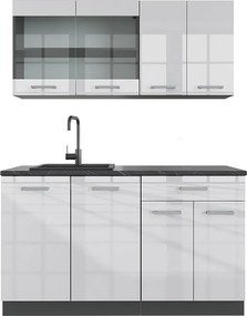 Pojedyncza kuchnia biały wysoki połysk/antracyt 140x60x81.6 r-line