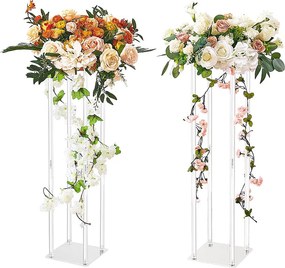 Akrylowy stojak na kwiaty ślubne SucceBuy, zestaw 2 sztuk, 80 cm, dekoracja ślubna