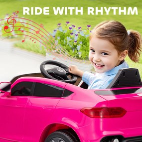 AIYAPLAY Elektryczne auto dla dzieci, 12V z pilotem, LED, muzyka, 3 prędkości, 3-6 lat, Różowy