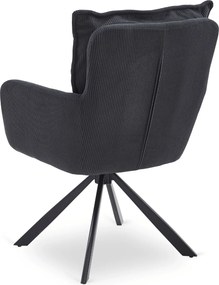Krzesło Tapicerowane Obrotowe do Salonu CITY Czarne Sztruksowe Nowoczesne