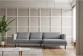 Narożnik w kształcie L Dani L, tkanina Verita, Stalowy, Prawy