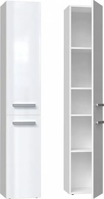 Słupek łazienkowy Nel II |  Biały Połysk | 31x30x174 cm| Regał Łazienkowy