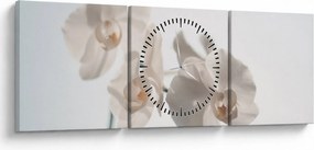 Obraz białej orchidei (z zegarem) (90x30 cm)