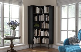 Narożny regał Skandica HORN z czarnymi nogami /czarny /80 cm