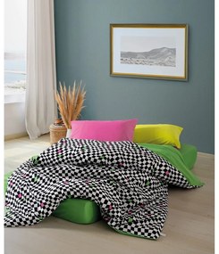 Czarno-biała pościel dwuosobowa z bawełny renforcé z prześcieradłem/4-częściowa 200x220 cm Dazzle – Mijolnir