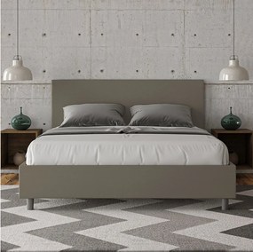 Łóżko wyposażone w stelaż z listwami tapicerowane 160x200 sztucznej skóry Cappuccino Adele