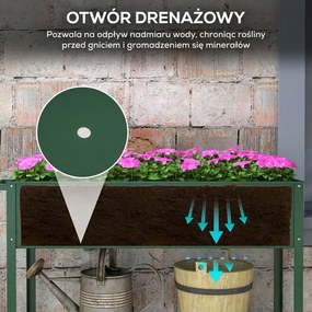 Outsunny Wysokie łóżko ogrodowe na kółkach, regał na zioła, metalowy skrzyniowy ogródek roślinny do ogrodu, balkonu, szary, 109 x 44 x 80 cm