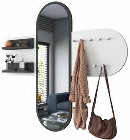 Wieszak ścienny z lustrem Pomi White