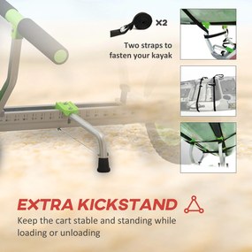 SPORTNOW Wózek do łodzi, regulowana szerokość, nośność do 100 kg, aluminium, czarno-zielony, 79 x 72,5 x 42 cm