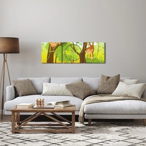 Obraz - Małpy (z zegarem) (90x30 cm)