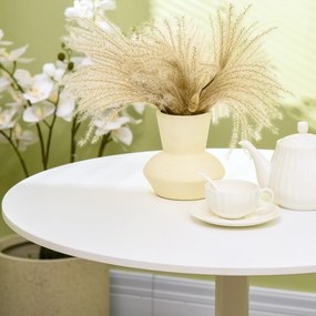 HOMCOM Stół Jadalny dla 2 Osób, Okrągły Blat Ø80 cm, MDF i Stal, Antypoślizgowy, Biały, 75H cm