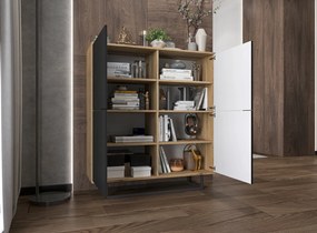 Wysoka komoda w stylu loft Apollo 98 dąb wotan/czarny