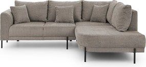 Szarobrązowy narożnik z tkaniny szenilowej (prawostronny/w kształcie litery L) Mauris – Ropez