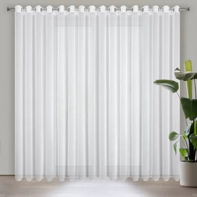 Firana gotowa biała z gęstej tkaniny o naturalnym wyglądzie 300x260 cm
