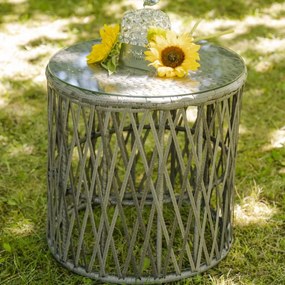 Okrągły stolik kawowy z szarego technorattanu TWIST