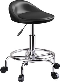 HOMCOM Obrotowy Taboret z Regulacją Wysokości z Oparciem, 59-75 cm, Obrotowy 360°, Czarny