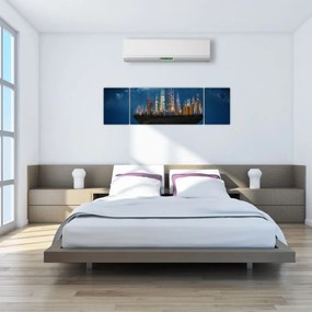 Obraz - Wielkie miasto unoszące się w kosmosie (170x50 cm)