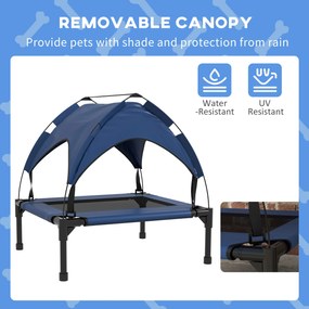 PawHut Legowisko dla psa z daszkiem, Niebieskie, Oddychające, Wodoodporne, do 20 kg, 76 x 61 x 69,5 cm