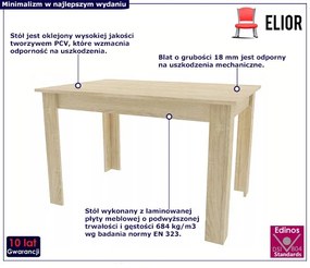 Prostokątny stół do kuchni dąb sonoma - Igro 3X