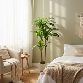 HOMCOM Sztuczne drzewo dracena 120 cm z giętkimi pniami i białą donicą do salonu sypialni biura | Aosom PL