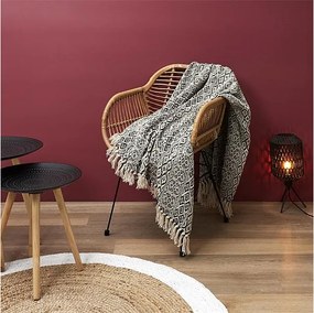 Etniczny Koc z Frędzlami Kratka 120x150cm Bawełna Wielokolorowy