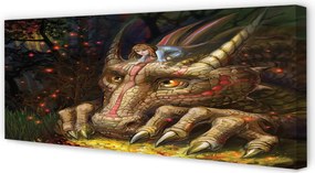 Obraz na płótnie Głowa Smoka i Dziewczynka w Lesie