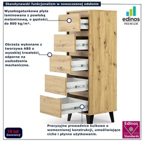 Wysoka nowoczesna komoda z szufladami dąb artisan E2-B92