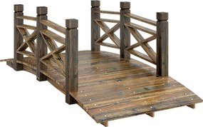 Outsunny Drewniany Mostek z Balustradami, Ogrodowy Mostek z Drewna Jodłowego, Dekoracyjny Rustykalny Mostek, 174 x 78 x 57,5 cm, Spalony | Aosom PL