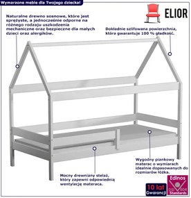 Białe łóżko domek z drewna sosnowego - Petit 3X 200x90 cm