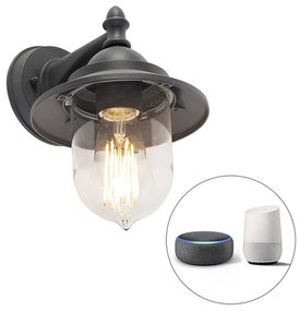 Zewnetrzna Inteligentna lampa ścienna zewnętrzna ciemnoszara z WiFi ST64 - Oxford Rustykalny / Vintage Oswietlenie zewnetrzne