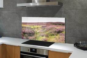 Szkło do Kuchni na Ścianę Morze Fioletowych Wrzosów