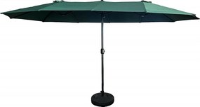 Podwójny parasol ogrodowy TILIA w kolorze ciemnozielonym waga 12,3 kg wymiary 460x270x245 cm