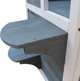 PawHut Elegancka Willa dla Kota z Drewna Sosnowego 2 Poziomy z Łatwym Dostępem i Oknami